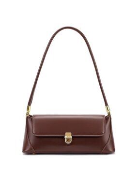 Small Vegan Leather Shoulder Bag Women Hobo Purse Top Handle Gold Hardware